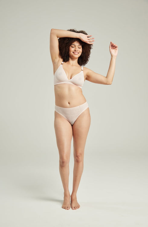 The Sheer Deco High Leg Brief Blush Pink, UK lingerie at My Devilish Desires