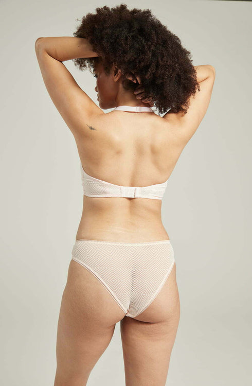 The Sheer Deco High Leg Brief Blush Pink, UK lingerie at My Devilish Desires