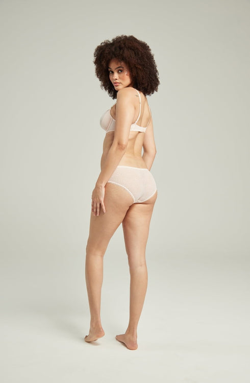 The Sheer Deco Hipster Brief Blush Pink, UK lingerie at My Devilish Desires