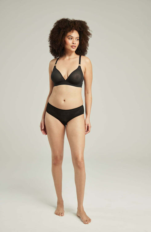 The Sheer Deco Hipster Brief Black, UK lingerie at My Devilish Desires