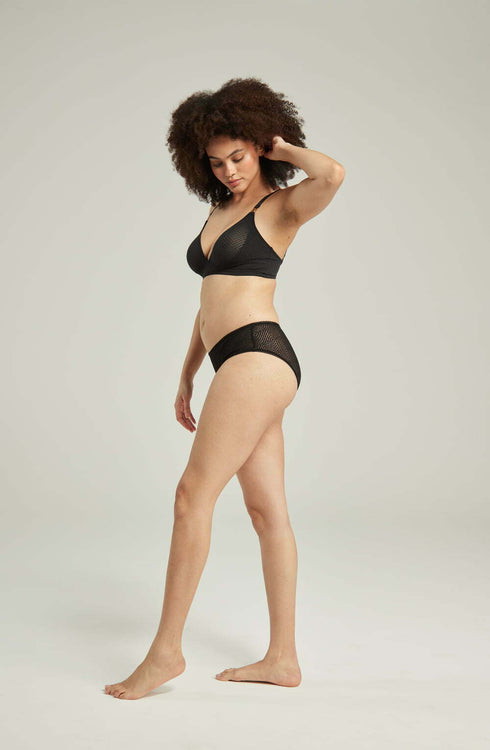 The Sheer Deco Hipster Brief Black, UK lingerie at My Devilish Desires
