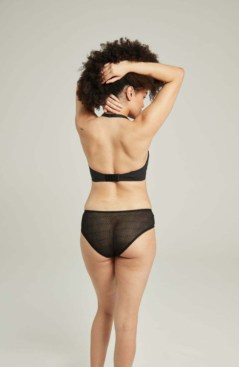 The Sheer Deco Hipster Brief Black, UK lingerie at My Devilish Desires