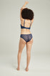 The Sheer Deco Hipster Brief Navy, UK lingerie at My Devilish Desires