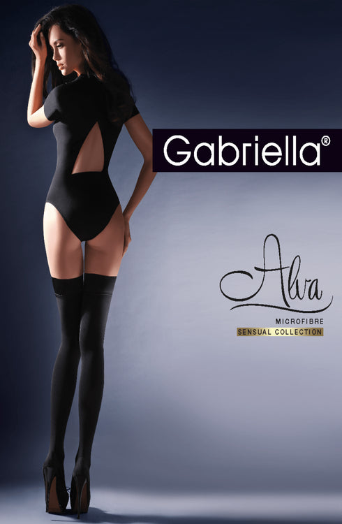 Gabriella Calze Alva Hold Ups Black, UK lingerie at My Devilish Desires