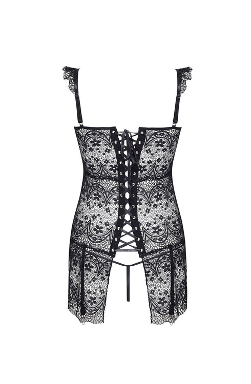 Beauty Night Alena corset back view, UK lingerie at My Devilish Desires