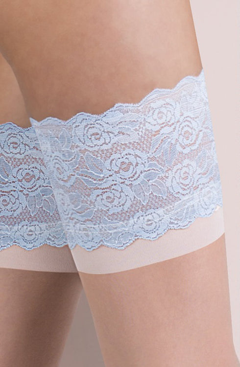 Gabriella 473 Katherine Hold ups Natural/White/Blue, UK lingerie at My Devilish Desires