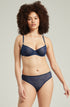 The Sheer Deco High Leg Brief Navy, UK lingerie at My Devilish Desires