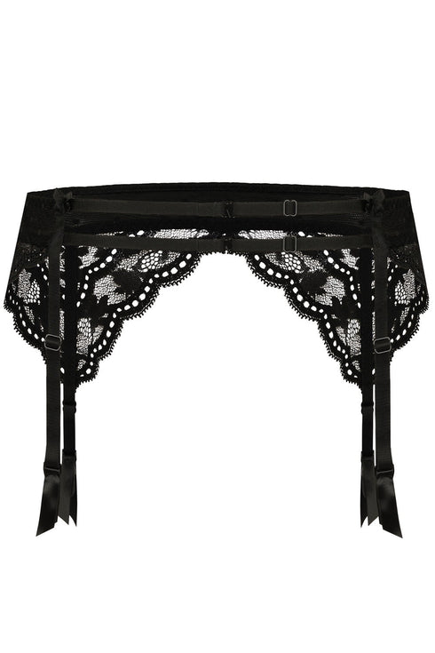 Roza Lagerta Suspender Belt Black, UK lingerie at My Devilish Desires