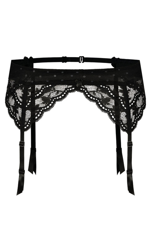 Roza Lagerta Suspender Belt Black, UK lingerie at My Devilish Desires