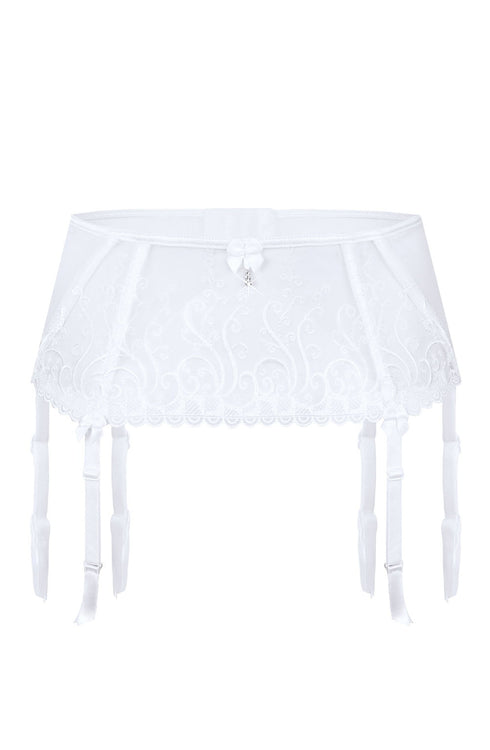Roza Anuk Suspender Belt White, UK lingerie at My Devilish Desires