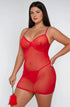 YesX YX730Q Red Mesh Lingerie Set Up to 4XL, UK lingerie at My Devilish Desires