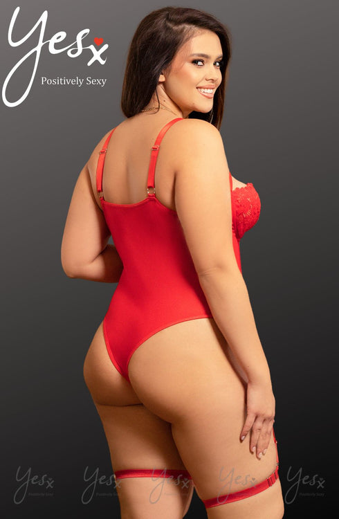 YesX YX858Q Red Bodysuit, UK lingerie at My Devilish Desires