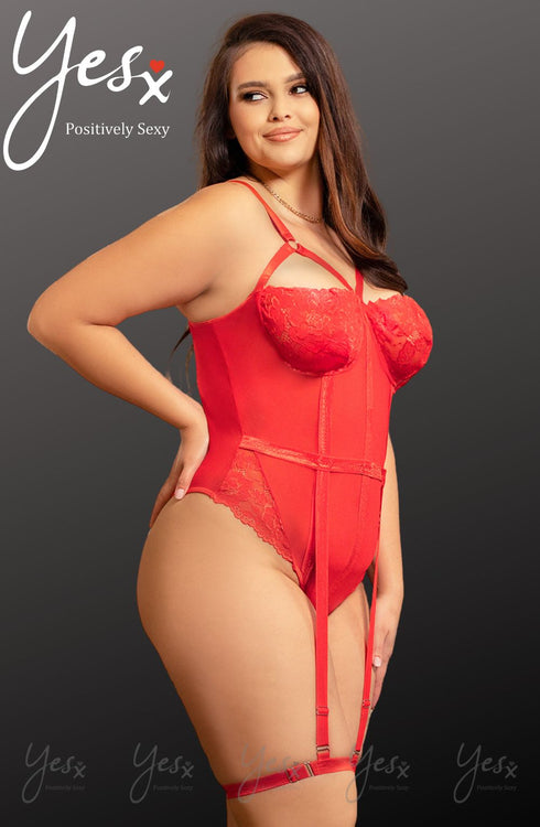 YesX YX858Q Red Bodysuit, UK lingerie at My Devilish Desires