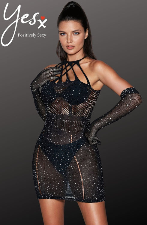 YesX YX865 Sparkle Rhinestone Fishnet, roleplay lingerie at My Devilish Desires
