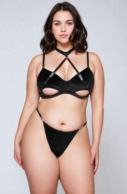 YesX YX871Q Hollow Cut Halter Bra Set, UK lingerie at My Devilish Desires