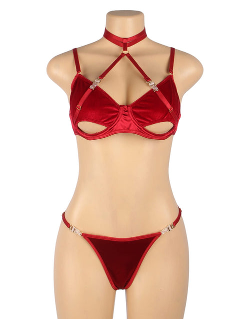 YesX YX872Q Hollow Cut Halter Bra Set Up To 2XL, UK lingerie at My Devilish Desires