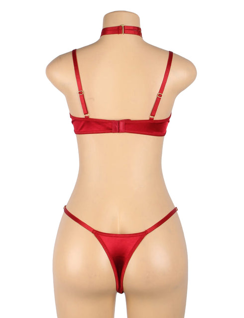 YesX YX872Q Hollow Cut Halter Bra Set Up To 2XL, UK lingerie at My Devilish Desires