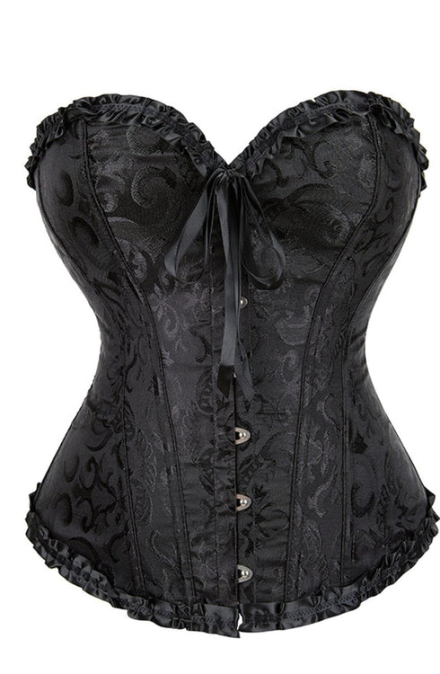 YesX YX886 Stunning Black Brocade Corset Up to 5XL, UK lingerie at My Devilish Desires