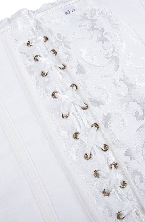 YesX YX887 white brocade corset, romantic UK lingerie at My Devilish Desires
