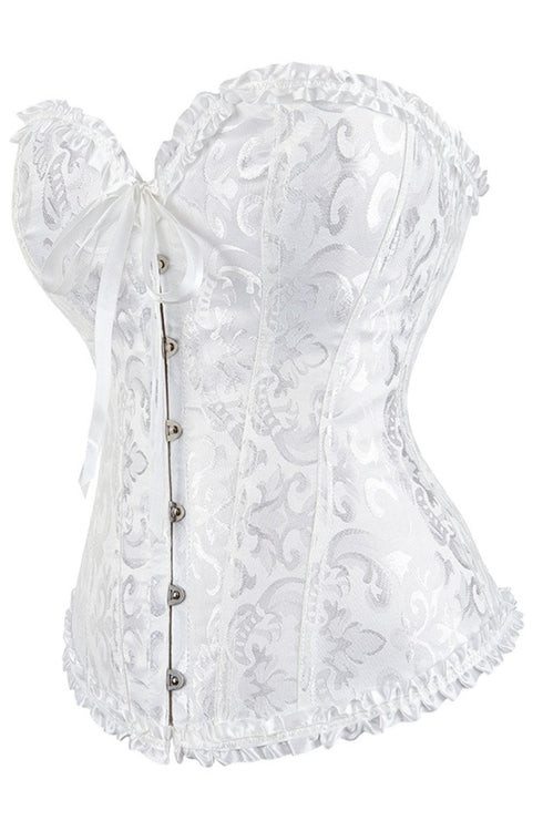 YesX YX887 white brocade corset detail, UK lingerie at My Devilish Desires