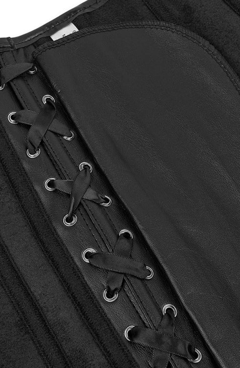 YesX YX888 black corset side view, plus size lingerie at My Devilish Desires
