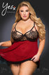 YesX YX958Q Black/Red Babydoll Set, UK lingerie at My Devilish Desires