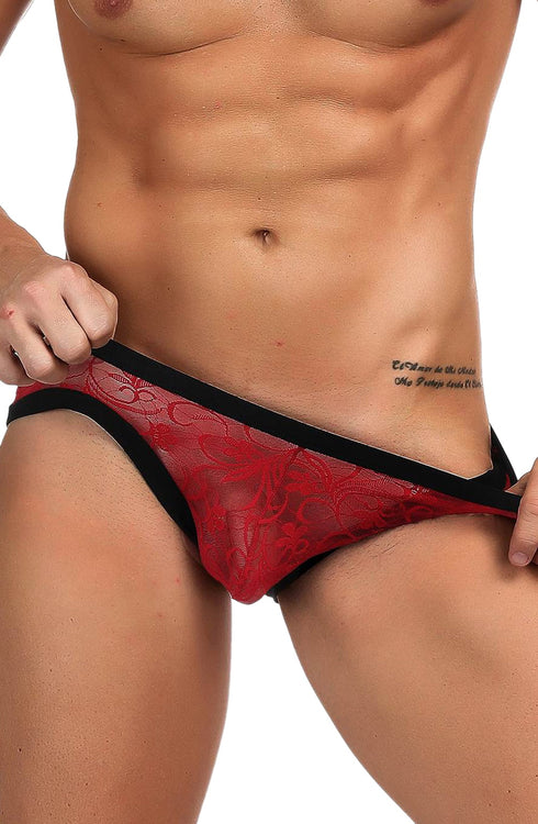 YesX YX974 Men's Brief Red/Black, UK lingerie at My Devilish Desires