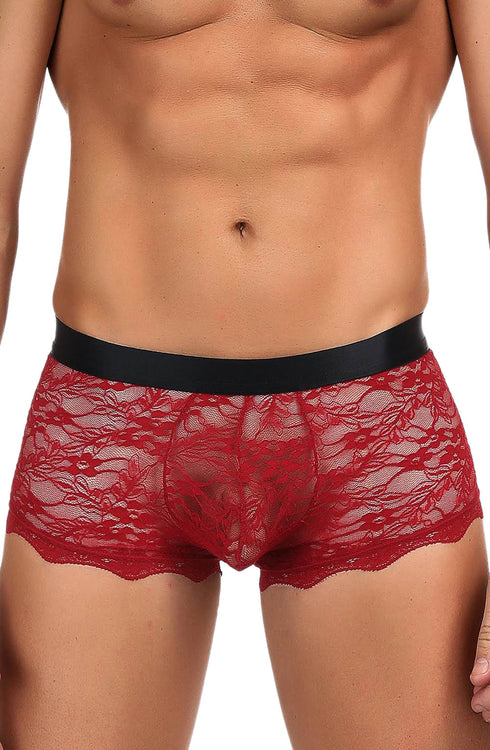 YesX YX976 Mens Boxer Brief Red/Black, UK lingerie at My Devilish Desires
