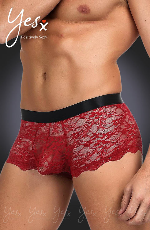 YesX YX976 Mens Boxer Brief Red/Black, UK lingerie at My Devilish Desires