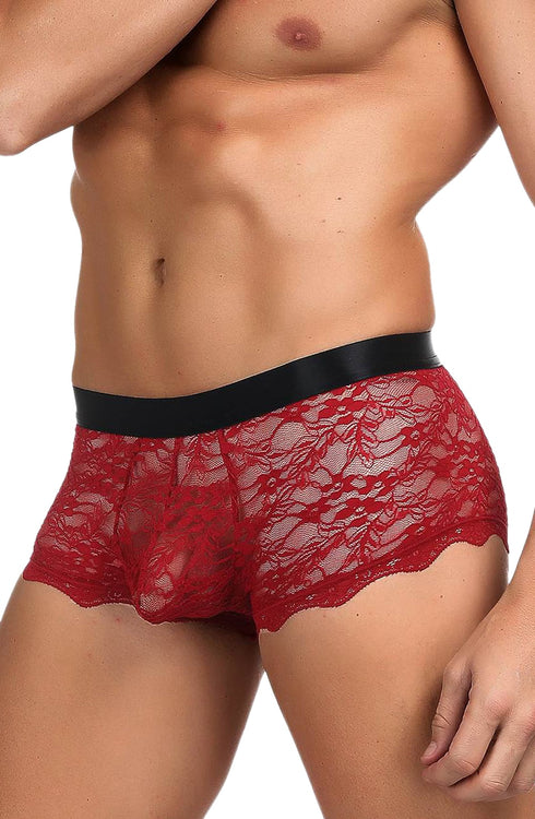 YesX YX976 Mens Boxer Brief Red/Black, UK lingerie at My Devilish Desires