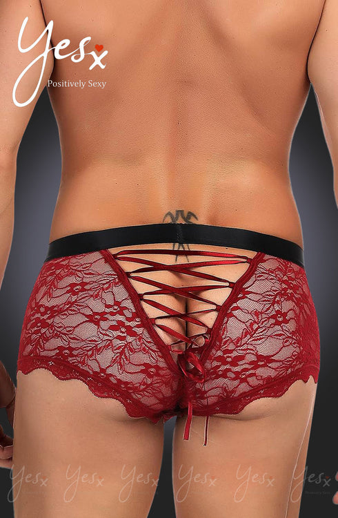 YesX YX976 Mens Boxer Brief Red/Black, UK lingerie at My Devilish Desires