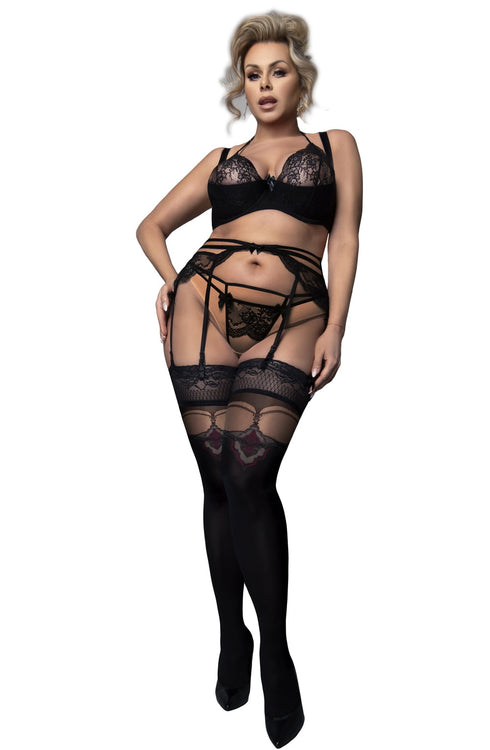 Ballerina 602 Black Hold Ups Plus, UK lingerie at My Devilish Desires