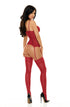 Beauty Night Ravenna cherry wet look corset back view, clubwear at My Devilish Desires
