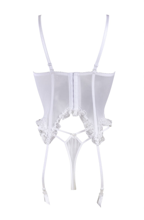 Gracya Madonna white corset back view, UK lingerie at My Devilish Desires