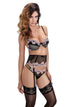 Roza Nefer Suspender Belt Black-Salmon, UK lingerie at My Devilish Desires