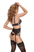Roza Nefer Suspender Belt Black-Salmon, UK lingerie at My Devilish Desires
