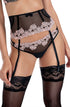 Roza Nefer Suspender Belt Black-Salmon, UK lingerie at My Devilish Desires