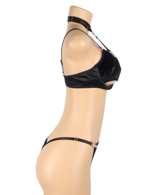 YesX YX871Q Hollow Cut Halter Bra Set, UK lingerie at My Devilish Desires