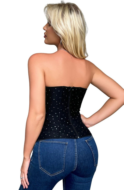 YesX YX895 black sequin corset, statement party lingerie at My Devilish Desires