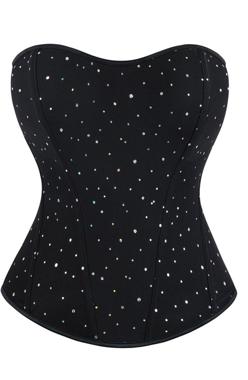 YesX YX895 black sequin corset detail, party lingerie at My Devilish Desires