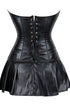 YesX YX897 faux leather corset and skirt side view, wet look clubwear at My Devilish Desires