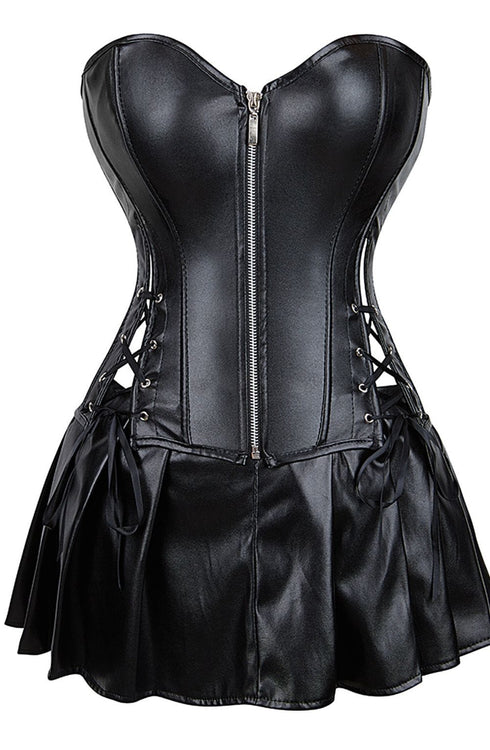 YesX YX897 faux leather corset and skirt detail, wet look clubwear at My Devilish Desires